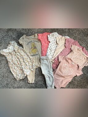 Girls Mixed Baby Onesie & Romper Lot in Pink, Cream, Beige